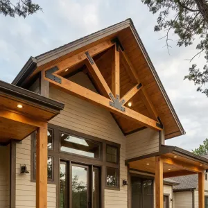 Timber Truss Lodgefront Entry Retreat