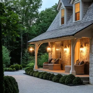 Modern Barn Lighting Paired With a Classic Front Porch