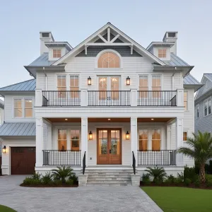 Seaside Gable House With Iron Balconies
