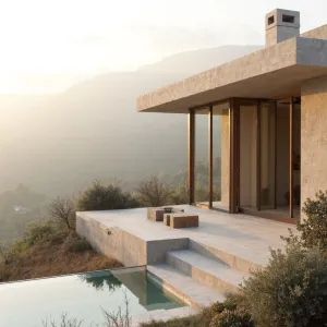 Misty Morning Mirage: A Modern Hilltop Wonder
