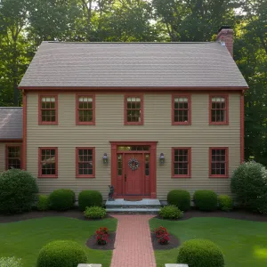 Brick-Path Colonial in Warm Taupe