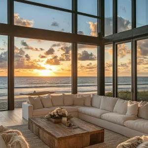 Sunset Splendor Through Panoramic Windows