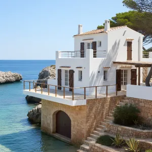 Whitewashed Bluffside Boathouse Retreat