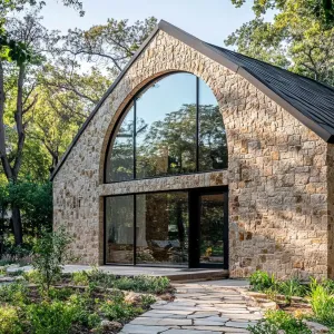 Grand Stone Abode with a Lofty Arch