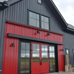 Red Door Revelry: A Modern Steel Escape