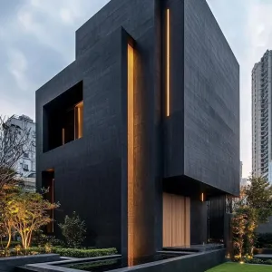 Monolithic Noir Marvel With Fiery Accents