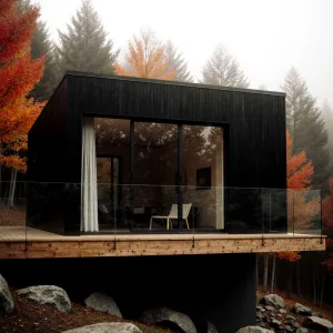 Floating Cubic Getaway in a Misty Grove