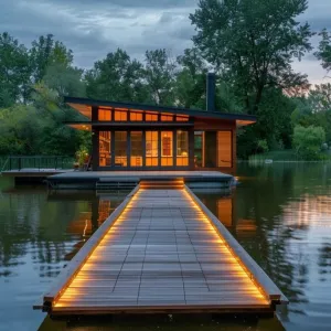 Floating Home With Integrated Dock