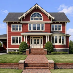 Grand Scarlet Manor With Brick Walk