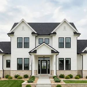 Crisp Suburban Retreat With Dark Windows