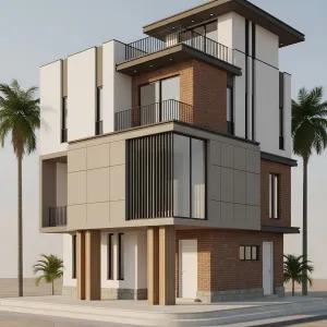 Desert Edge Triplex With Layered Courts