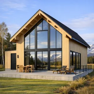 Nordic Lakeside Glass Gable Retreat