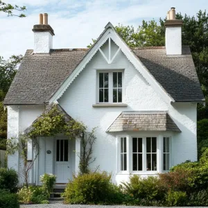 Preview of Charming Cottage with White Exterior and Dormer Window