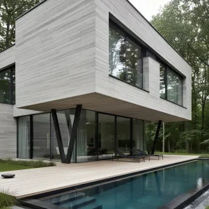 V-Braced Cantilever Poolside Retreat