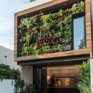 Living Wall Facade With Metallic Trim