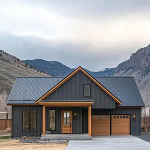 Slate Gray Walls With Black Metal Roofing
