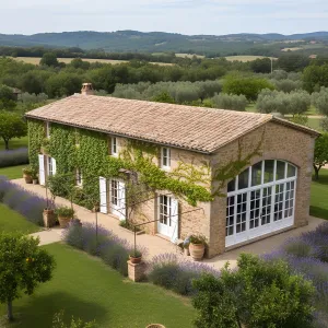 Lavender-Clad Stonework Conservatory Home