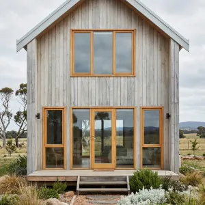 Weathered Timber Cabin On Quiet Plain