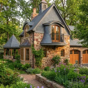 Slate-Turret Cottage In Woodland Bloom