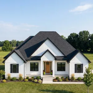 Modern Farmhouse With Striking Black Roof