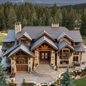 Majestic Lodge Surrounded by Towering Pines