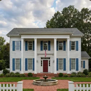 Patriotic Porticoed White Column Home