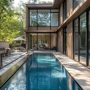 Lap Pool Running Parallel to House Façade