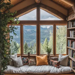 Nestled Among the Evergreen Pages: A Scenic Literary Lounge