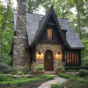 Storybook Stone Dwelling in the Woods