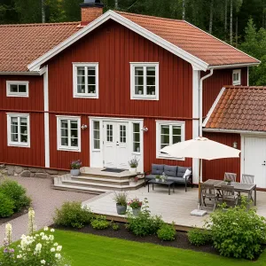 Quaint Red Hideaway in a Woodland Grove