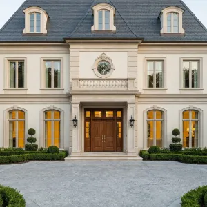 Grand Mansarded Neoclassical Manor Approach