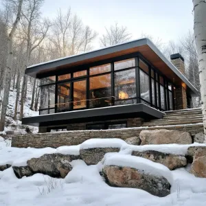 Glass Haven Perched on a Winter Slope