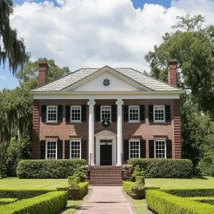 Classic Brick Facade with Majestic Pillars