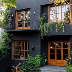 Charcoal Haven with Wooden Embrace