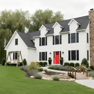 Red-Door Dormered Garden Colonial