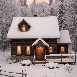 Dormer Glow Woodland Snow Cabin