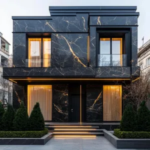 Preview of Luxurious Black Marble Retreat With Luminous Warmth
