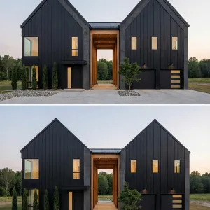 Midnight Gable Barndominium With Lantern Walk