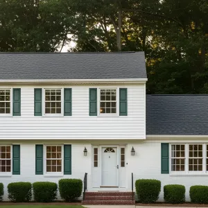 White Suburban Serenity with a Green Touch