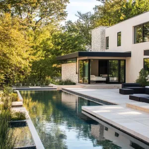 Minimalist Pool With Geometric Landscaping