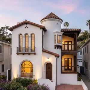 Towered Coastal Spanish Frontage