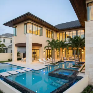 Palm Court Oasis With Floating Steps