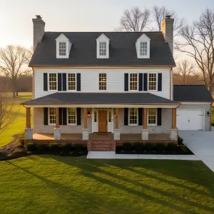Brick-Base Dormered Colonial Porchfront
