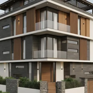 Corner Strata with Timber Ribbons