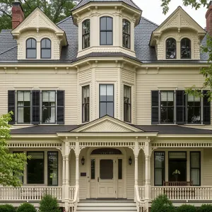 A Towering Victorian Delight in Cream and Slate