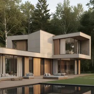 Modern Box and the Reflective Pond