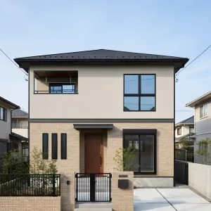 Ebony-Eaved Brickframe Town House