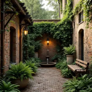 Tranquil Escape Among Brick and Foliage