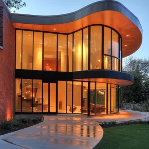 Curved Glass Walls With Aluminum Frames