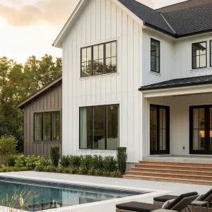 Poolside Gable Modern Farmhouse Oasis